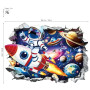 decalmile Stickers Muraux 3D Astronaute Fusée Autocollant Mural Espace Planète Étoiles Solaire Système Décoration Murale Chambre