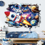 decalmile Stickers Muraux 3D Astronaute Fusée Autocollant Mural Espace Planète Étoiles Solaire Système Décoration Murale Chambre