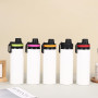 Lot de 10 bouteilles d'eau vierges de 600 ml pour sublimation - Pour sports de plein air - Avec couvercles colorés - Droites et 