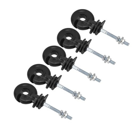 Ausla Lot de 100 Isolateurs pour Clôture Électrique Noir, Isolants à Anneau Vissable Anti-intempéries, Remplacement pour Clôture
