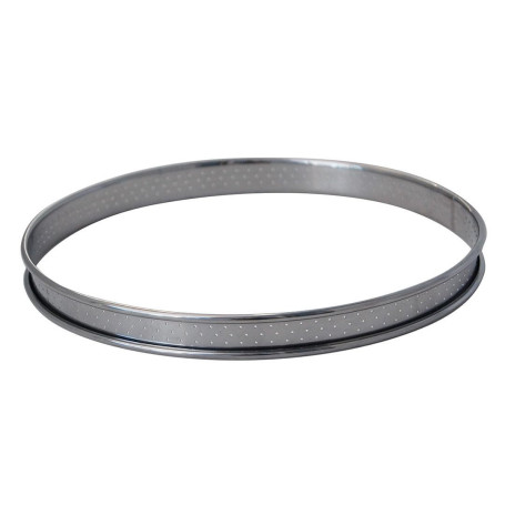 De Buyer - Cercle à tarte rond en inox perforé et bord roulé - 6 x 2 cm - Technologie AIR SYSTEM, Micro-Perforations pour Cuisso