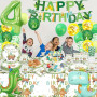 Decoration Anniversaire Dinosaure 4 Ans, Dinosaure Kit Anniversaire Garçon, Ballon 4 Ans, Dino Party Vaisselle pour Garçon