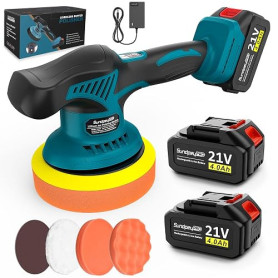 21V Polisseuse Voiture - Polisseuse Voiture Sans Fil avec 2 Batteries 4000mAh & 8 Vitesses Variables & 6000RPM, Polisseuse Orbit