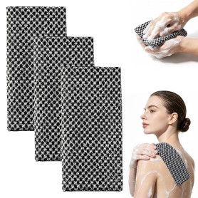 Serviette De Douche Exfoliante en Fibres De Bambou et Charbon Actif, Serviette Exfoliante Japonaise Exfoliation Douce, SéChage R