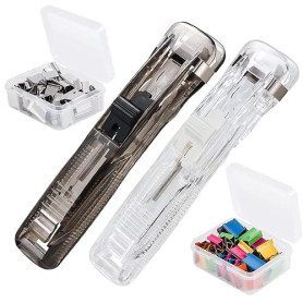 Pince Papier Clip Bureau NOCHME Lot De 2 Distributeur Agrafes Et 100 Clips Réutilisables En Métal Pour Papier, Tickets Et Docume