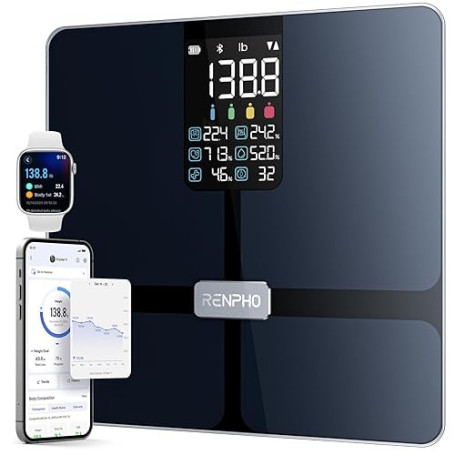 RENPHO Balance Pese Personne avec Grand écran, Balance Impédancemètre ultra précis, Pese Personnes intelligente avec application