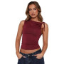 Sukiglam Débardeur Femme Sexy sans Manches Été Hauts Chic et Élégant Crop Tops Asymétrique Chemises Moulantes Épaules Dénudées Y