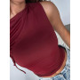 Sukiglam Débardeur Femme Sexy sans Manches Été Hauts Chic et Élégant Crop Tops Asymétrique Chemises Moulantes Épaules Dénudées Y