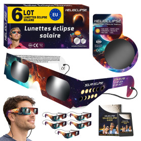 Helioclipse 6/12/25/50/100 Lunette Eclipse Solaire 2026 ISO 12312-2 - Lunettes Eclipse Solaire - Lunette pour Eclipse Solaire