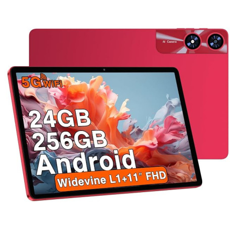 2026 Tablette 11 Pouces Android 24Go RAM+256Go ROM(2 To TF),Octa-Core 2.0Ghz, 8000mAh, 5G WiFi, Widevine L1, 2K Écran GMS 5MP+13