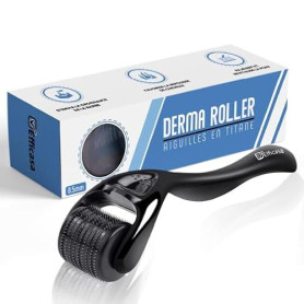 Dermaroller pour Repousse des Cheveux et Barbe – 540 Micro-Aiguilles en Titane Médical, 0,5 mm – Rouleau Microneedling pour Visa