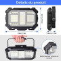 MASMEJOR Projecteur LED Rechargeable, 10000mAh, 8000LM, Base Magnétique | 80W, 206 LEDs, 5 Modes d'éclairage, Sortie USB, IP53,
