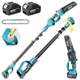 SEESII 2-en-1 Tronçonneuse télescopique & Mini tronçonneuse avec 2 Batteries de 4000mAh, Tronçonneuse sans Balais de 8 Pouces av