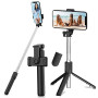 Perche Selfie Trépied, 3 en 1Perche Selfie Bluetooth, Selfie Stick Trépied Bâton Selfie Bluetooth Extensible Télescopique Monopo