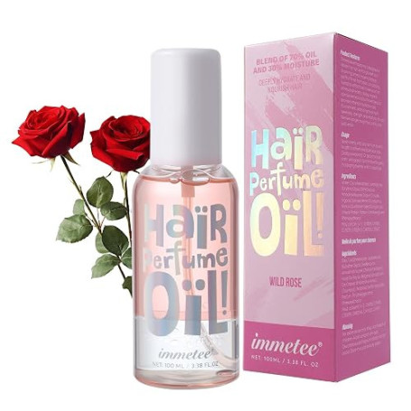 immetee Huile de parfum pour cheveux, Vaporisateur de parfum floral pour cheveux, longue durée, Huile capillaire Hydratation des