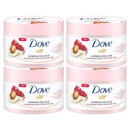 Duschdas Gommage douche exfoliant Dove aux graines de grenade et au beurre de karité 225 ml (paquet de 4)