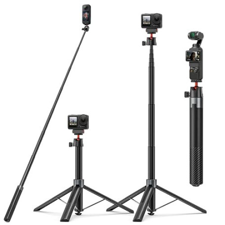 Trépied Perche Selfie 170cm pour DJI Osmo Pocket 4 3 Action 5 Pro Insta360 | Bâton Selfie Trépied de Voyage/Accessoires 2-en-1 p