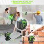 Niveau Laser Chantier Autonivelant 360° x 4 Avec trépied, Lazer Niveaux 4D 16 Lignes Laser, Mode Impulsion ExtéRieur, 2 x Batter