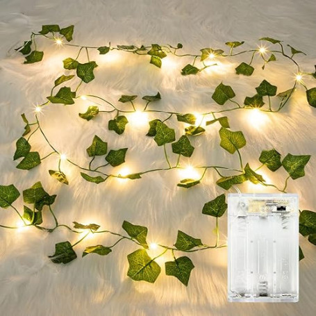Bigzom Guirlande Lumineuse,Guirlande Feuille 2M,guirlande lierre lumineuse 20 LEDS,guirlande de lierre lumineuse pour Lntérieur,