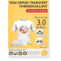 TransOurDream 10 Feuilles*A4 Papier Transfert pour Textile blanc&clair 3.0 | Compatible Imprimantes Jet d'Encre & Laser, Papier