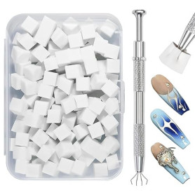 Qufiiry 100 PCS Nail Art Éponge dégradé, Avec Pince Métallique,Eponge Babyboomer Ongle,Utilisé pour Vréer une Variété de Motifs