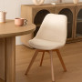 Atmosphera Créateur d'Intérieur - Chaise Baya Blanc - Tissu Bouclette et Hêtre - Salle à Manger, Cuisine, Bureau, Salon - Confor
