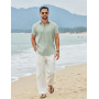 COOFANDY Chemise Homme Manches Courtes en Coton Décontractée d’Été pour Plage avec Pochette Poitrine