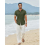 COOFANDY Chemise Homme Manches Courtes en Coton Décontractée d’Été pour Plage avec Pochette Poitrine