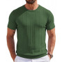T-shirt d'été en soie glacée pour homme - Manches courtes - Maille fine - Respirant - Coupe ajustée - Col rond