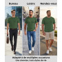 T-shirt d'été en soie glacée pour homme - Manches courtes - Maille fine - Respirant - Coupe ajustée - Col rond