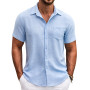 COOFANDY Chemise Homme Manches Courtes Été Loisirs Chemises Hommes Légère Plage Regular Fit Chemise avec Poche Poitrine | Chemis