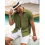 COOFANDY Chemise Homme Manches Courtes Été Loisirs Chemises Hommes Légère Plage Regular Fit Chemise avec Poche Poitrine | Chemis