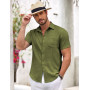 COOFANDY Chemise Homme Manches Courtes Été Loisirs Chemises Hommes Légère Plage Regular Fit Chemise avec Poche Poitrine | Chemis