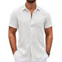COOFANDY Chemise Homme Manches Courtes Été Loisirs Chemises Hommes Légère Plage Regular Fit Chemise avec Poche Poitrine | Chemis