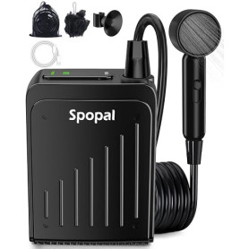 Douche de Camping, [Petit+Portable & IPX8] Spopal Pompe de Douche, Durable,Type-C, Rechargeable, 3 Vitesses Réglables, pour Frui