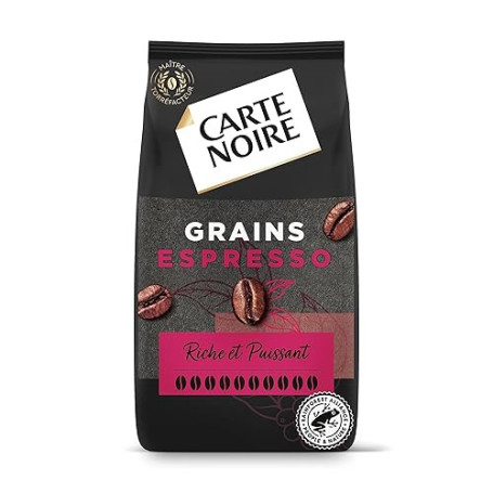 CARTE NOIRE - Café Grain Carte Noire Espresso - 100 % Arabica - Paquet de 1 kg - Fabriqué en France