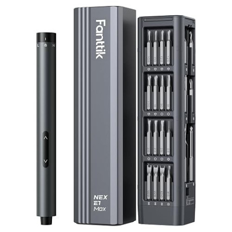 Fanttik E1 MAX Mini-tournevis électrique, set de tournevis de précision avec 50 embouts magnétiques, 2 vitesses de couple,convie