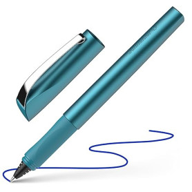 Schneider Ceod Shiny Stylo roller (pour droitiers et gauchers, épaisseur de trait M, avec cartouche d'encre bleu roi) bleu sarce