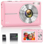Appareil Photo Numérique 1080P 44MP Caméra Vlogging pour Enfants Ados, FHD Compact Portable avec Écran 2,4" Zoom 16X, Mini Camér