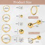 Vicloon Boucles d'Oreilles Set, 9 Paires Femmes Acier Inoxydable Creoles Ensemble Petite Clous Hypoallergéniques Cartilage Helix