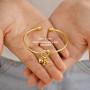 TINGN Bracelets avec initiale en or pour femme, plaqué or véritable 14 carats, bracelet avec initiale en cœur, bracelets personn