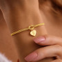 Turandoss Bracelet pour femme - En or 18 carats - Nœud plaqué or avec lettres de A à Z - Pendentif en forme de cœur - Cadeau pou
