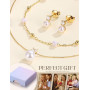 KRFY Parure Bijoux Femme Bijoux Acier Inoxydable Femme Or Argent Boucle d'oreille Bracelet Collier Perle Zircon Cubique Créoles 