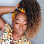 ColorfulPanda Queue de cheval Afro Kinky Curly pour femmes Ombre Blonde Marron Drawstring Ponytail Extension de cheveux synthéti