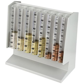 HMF Compteur de pièces pour tri et rangement de la monnaie, trieur de pièces transparent avec échelle des valeurs, tirelire pour