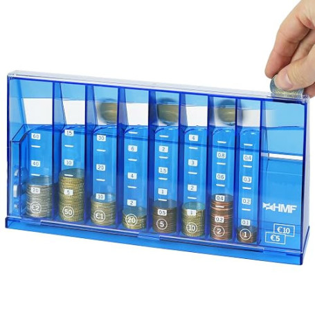 HMF Compteur de pièces avec tri Automatique pour Le Rangement de la Monnaie, trieur de pièces Transparent avec échelle de Valeur