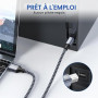RAVIAD Câble Imprimante [2M] Cable USB 2.0 type B Câble USB A vers USB B | Nylon Tressé Cable Imprimante USB Compatible avec HP