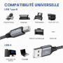 RAVIAD Câble Imprimante [2M] Cable USB 2.0 type B Câble USB A vers USB B | Nylon Tressé Cable Imprimante USB Compatible avec HP