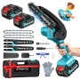 CEEPUY Mini Tronçonneuse à Batterie 2x4000 mAh, 6 Pouces Tronçonneuse Électrique Sans Fil Avec Injecteur d'Huile et Chaîne de Re