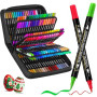 Tongfushop 144 Couleurs Feutre Acrylique, Stylo Acrylique à Double Pointe pour Coloriage Adulte, Marqueur Peinture Acrylic Marke
